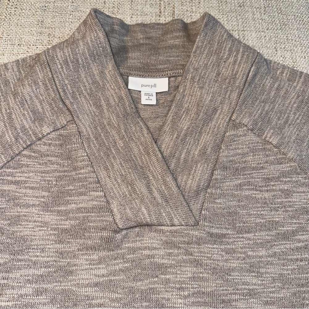 J. JILL PURE JILL Heather Gray V-Neck Pullover Top Sweater Tunic Womens Petite S - Picture 3 of 12